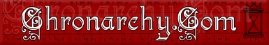 Red background with gothic lettering: Chronarchy dot Com
