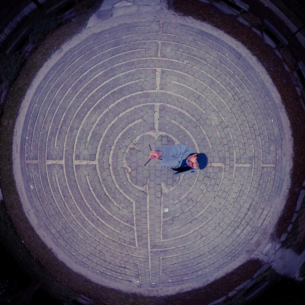 MJD in the middle of a labyrinth