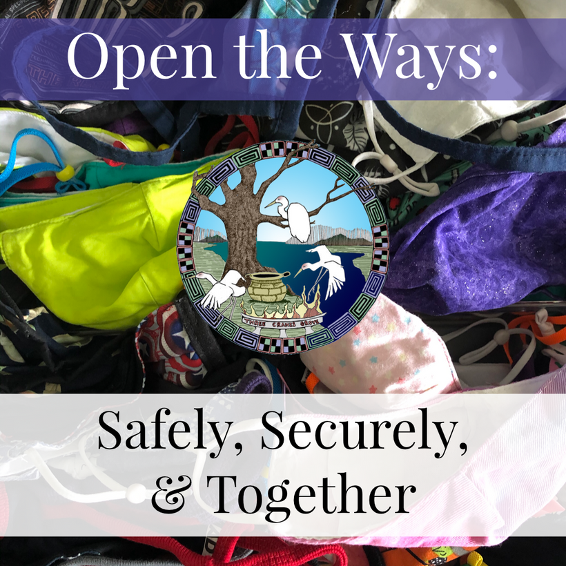 a pile of masks and the words "Open the ways: Safely, Securely, and Together" with the 3CG logo