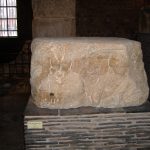 Goddess with cornucopia on right, damaged goddess on left