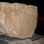 Stone with Latin inscription to Tiberius Caesar, angled