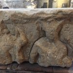 Mercury on the right and goddess, partially destroyed, on left